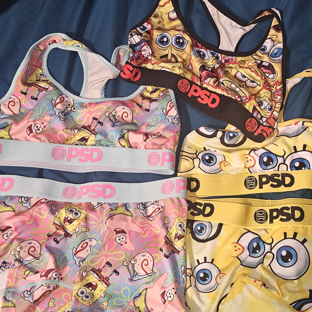 PSD Spongebob Character Sports Bras - Multicolor Set New